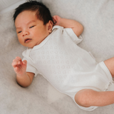 Pure Pointelle Heart Bodysuit - White