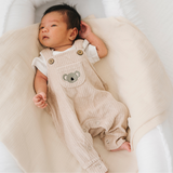 Pure Ribbed Cotton Dungarees Oatmeal Koala