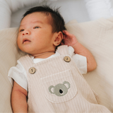 Pure Ribbed Cotton Dungarees Oatmeal Koala
