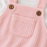 Pure Ribbed Cotton Dungarees Pink