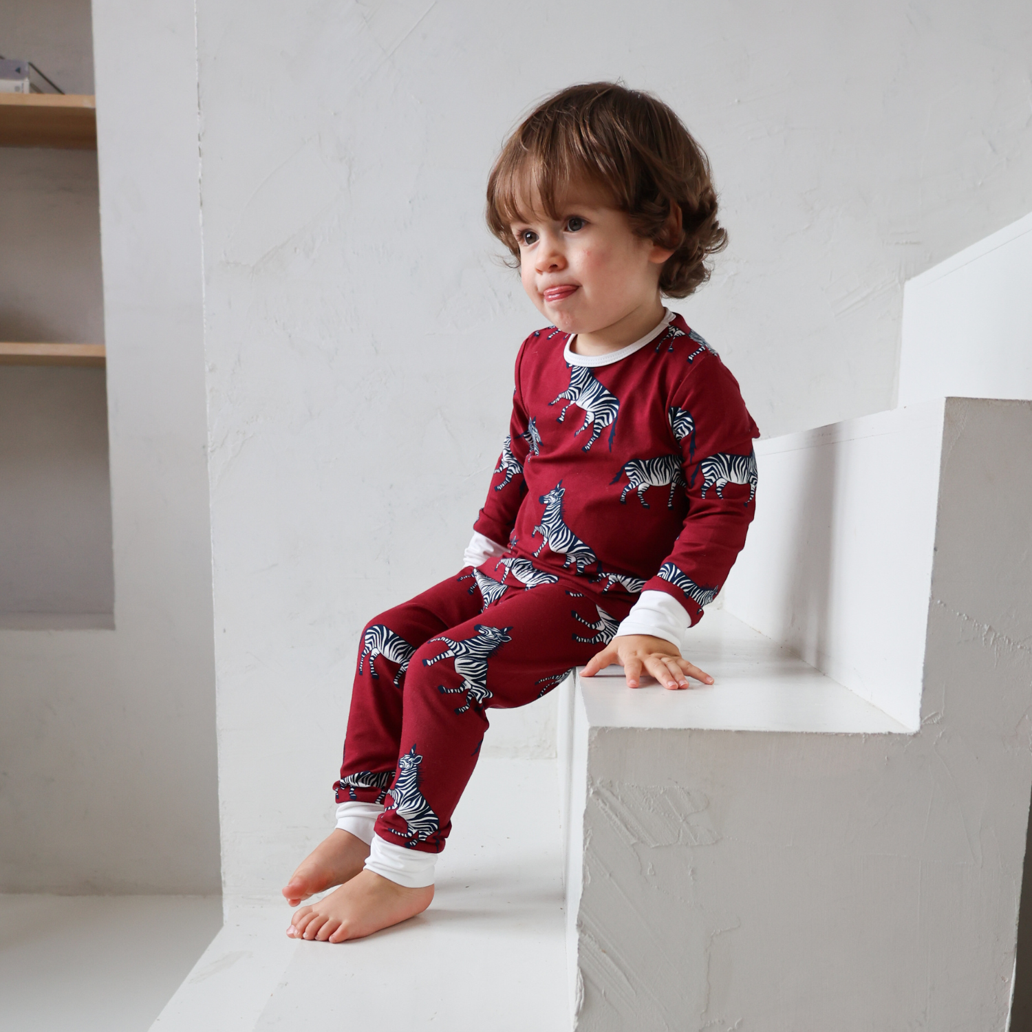 Set PJ per bambini Borgogna Zebra