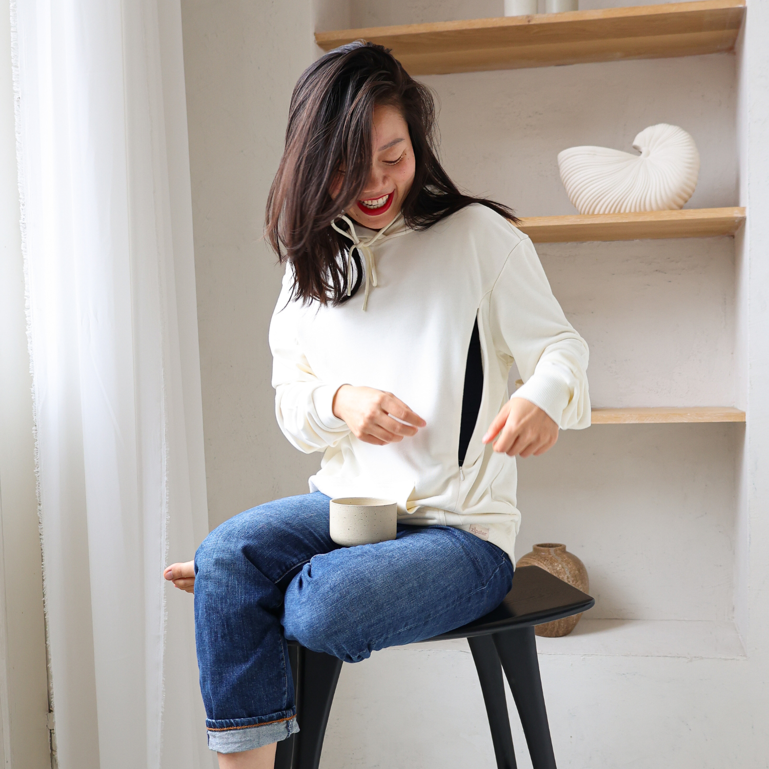 Bamboo Nursing Hoodie - Ivory