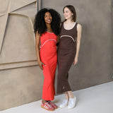 St Tropez Ribbed Breastfeeding Dress Red & Pink