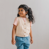 Bavlněná pletená vesta béžová