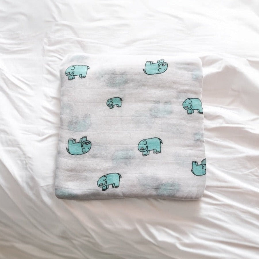 Baby Elephant Large Muslin Blanket