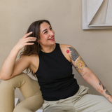 Breastfeeding Ribbed تانك توب أسود