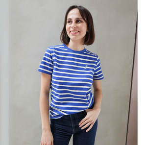 Organic Cotton Breastfeeding T-Shirt Cobalt Stripes
