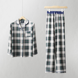 Damen Schlafanzug Set Grün Tartan