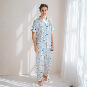 Hombre con el conjunto de pijama de bambú «Peek-a-Boo Blue» para hombre Miffy