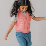 Pletená bavlněná vesta Pink