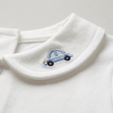 Pure Blue Car Collar Long Sleeve Bodysuit