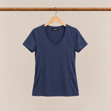 Camiseta de lactancia con cuello en V, azul marino