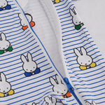 Detalle de cremallera bidireccional en el ZIPSTER x Miffy, de color azul «Peek-a-Boo», confeccionado en bambú