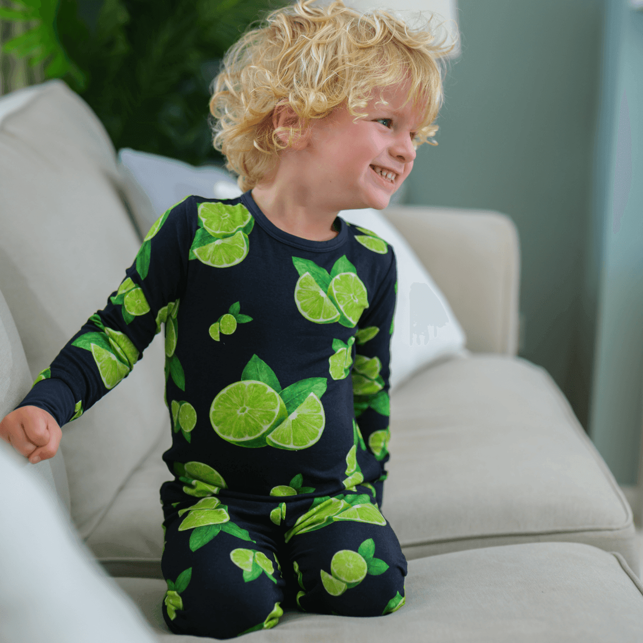 Children's PJ Set Limes - Zipster